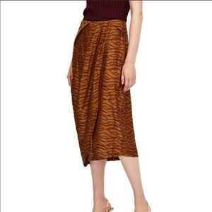 NEW Zara Collection Jacquard Faux Copper Wrap Skirt